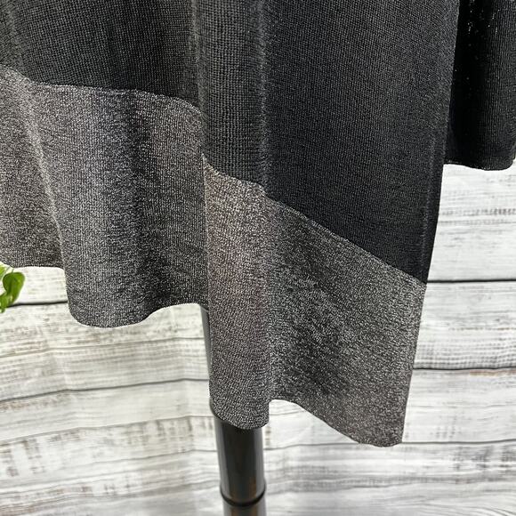 Eileen Fisher Tunic Top Women's Size L Black Silver Stretch Lagenlook Oversized - Picture 8 of 14